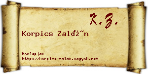 Korpics Zalán névjegykártya