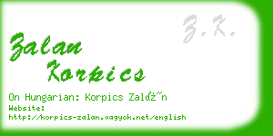 zalan korpics business card